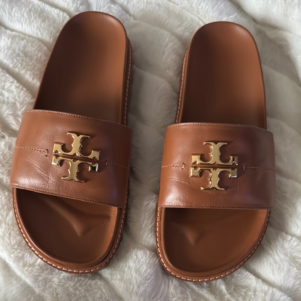 Tory Burch Everly Anatomic Lug Paris Nappa Slide Sandals